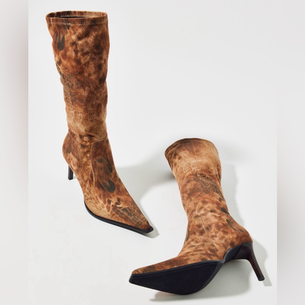 Cheetah print stretch boots